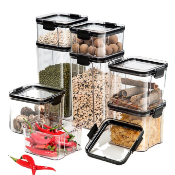 Jarra hermética caja de plástico de plástico de grado de comida con jarra de almacenamiento de tapa snack frijol jarro de almacenamiento de cocina